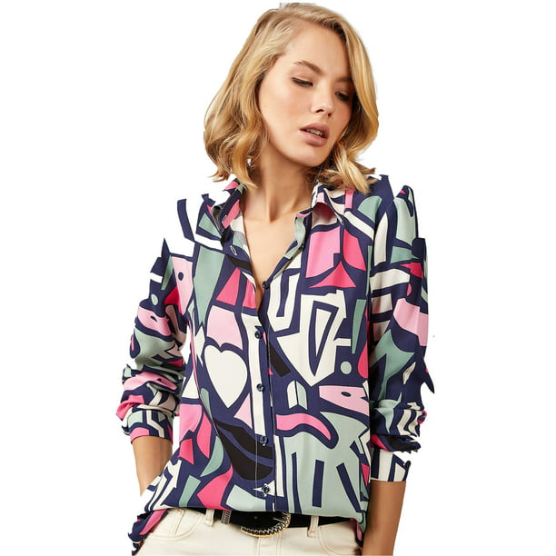 Casual Long Sleeve Button Down Shirts Tops XS-3XL Blouses for Women Fashion